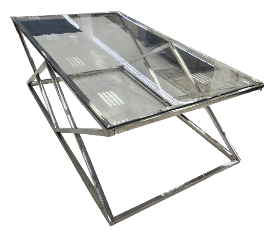 Modern Vertex Glass Coffee Table Silver - Metro Homecentre Menlyn