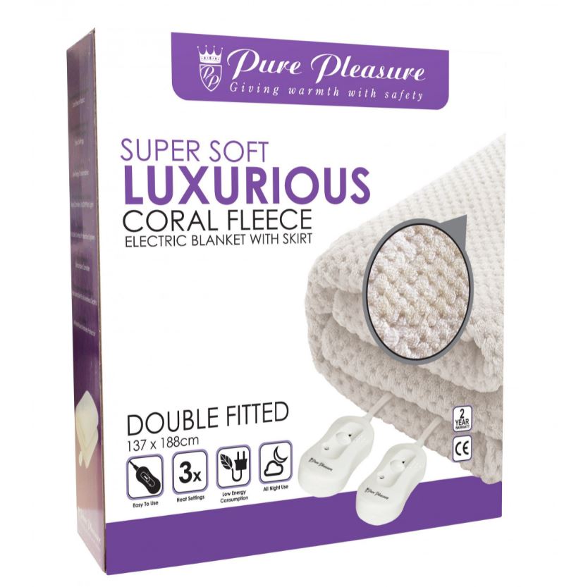 Pure Pleasure Fully Fitted Double Coral Fleece Electric Blanket - Metro Homecentre Menlyn