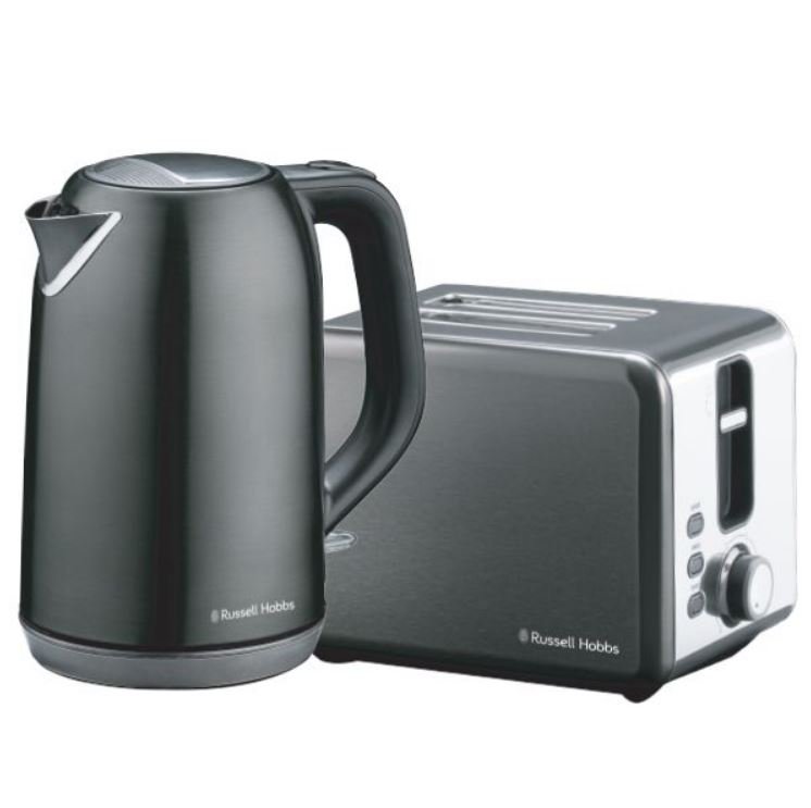 Russell Hobbs SSteel Dark Kettle - Toaster RHSSP30 - Metro Homecentre Menlyn