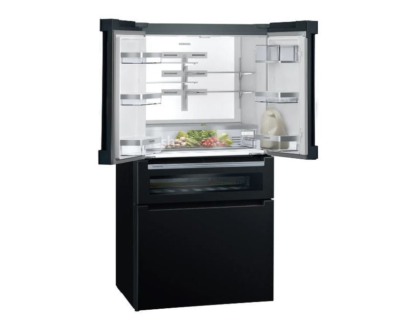 Siemens 458L Black Glass French Door Fridge Freezer KF96RSBEA - Metro Homecentre Menlyn
