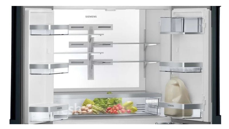 Siemens 458L Black Glass French Door Fridge Freezer KF96RSBEA - Metro Homecentre Menlyn