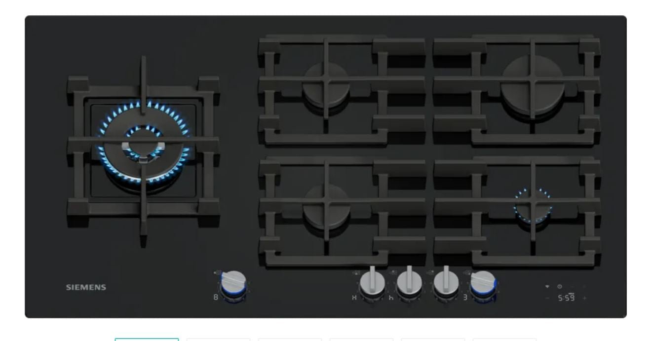 Siemens iQ700 90cm Black Gas Glass Hob ER9A6SH40Z Displ - Metro Homecentre Menlyn