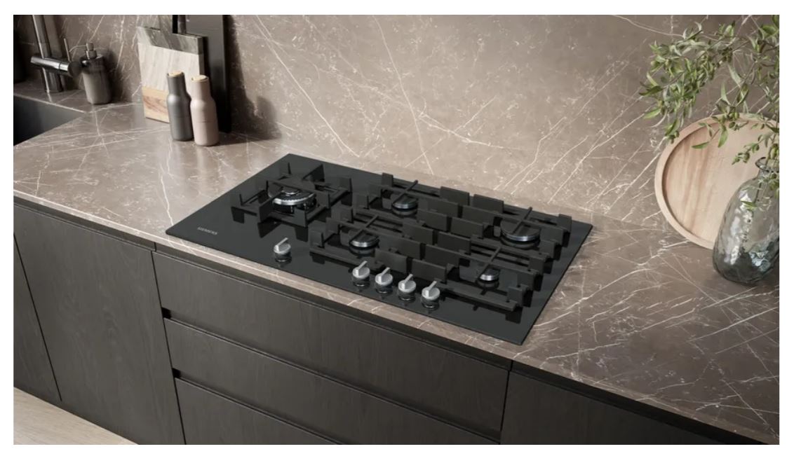 Siemens iQ700 90cm Black Gas Glass Hob ER9A6SH40Z Displ - Metro Homecentre Menlyn