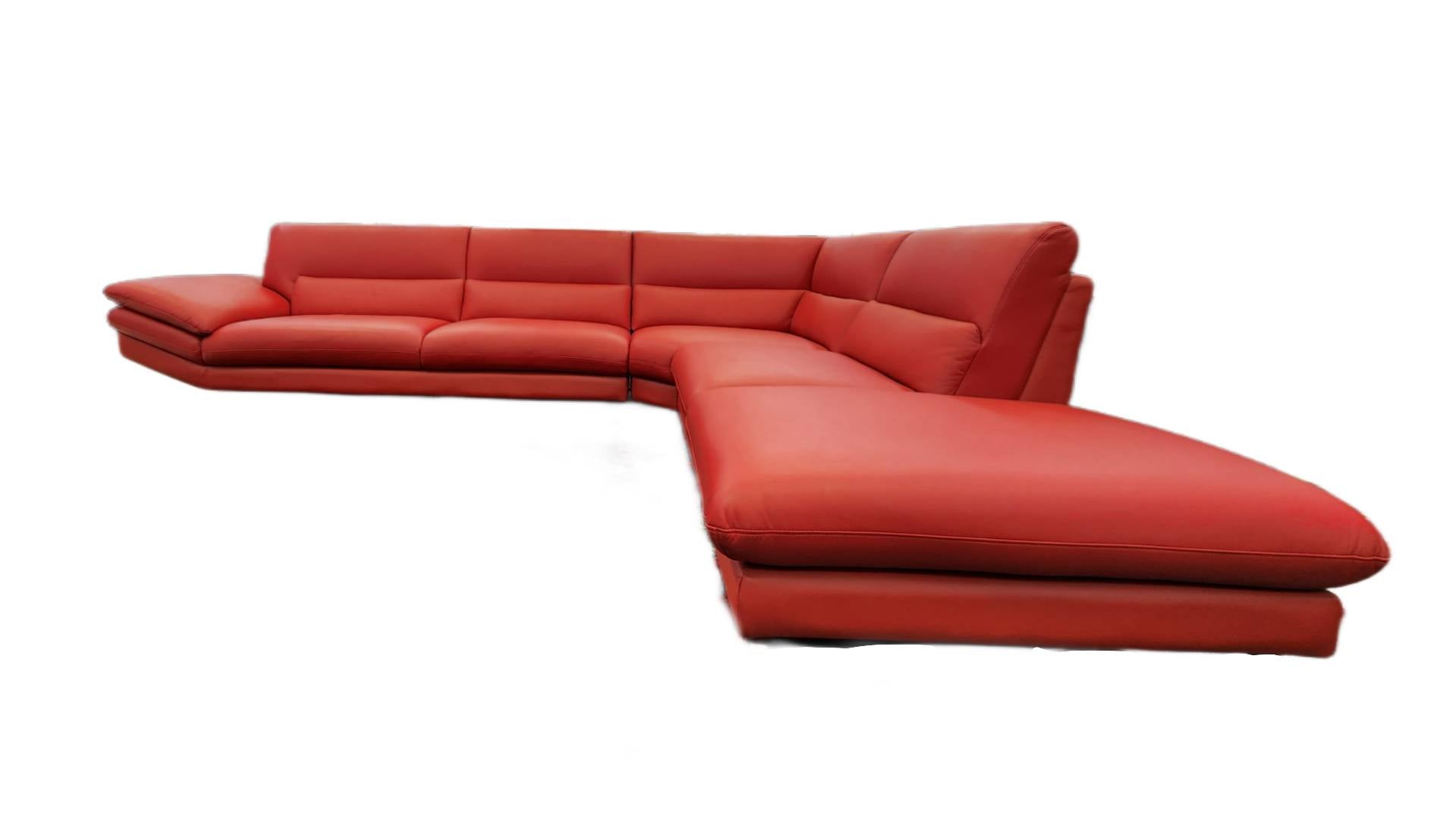 Leather Upper Corner Lounge Suite - Red - Metro Homecentre Menlyn