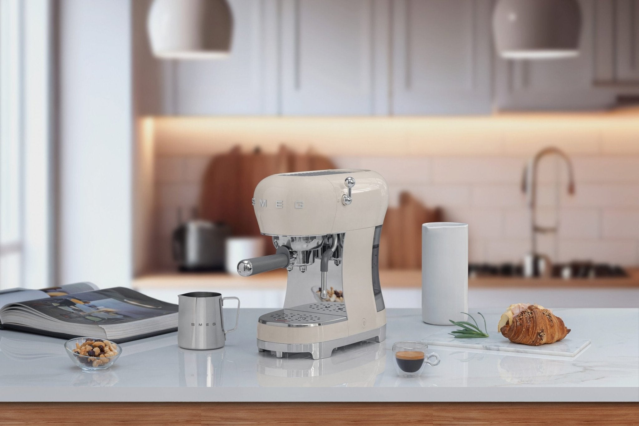 Smeg 50s Style Cream Manual Coffee Machine ECF02CREU - Metro Homecentre Menlyn