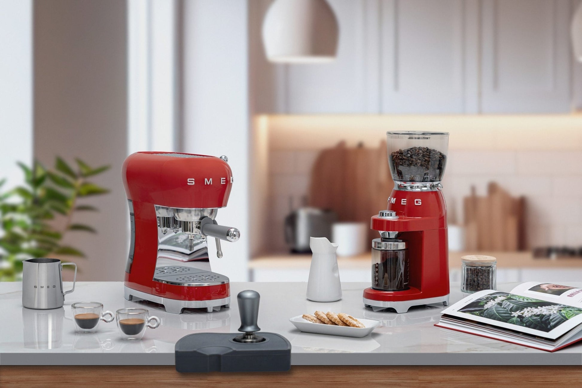 Smeg 50s Style Red Manual Coffee Machine ECF02RDEU - Metro Homecentre Menlyn
