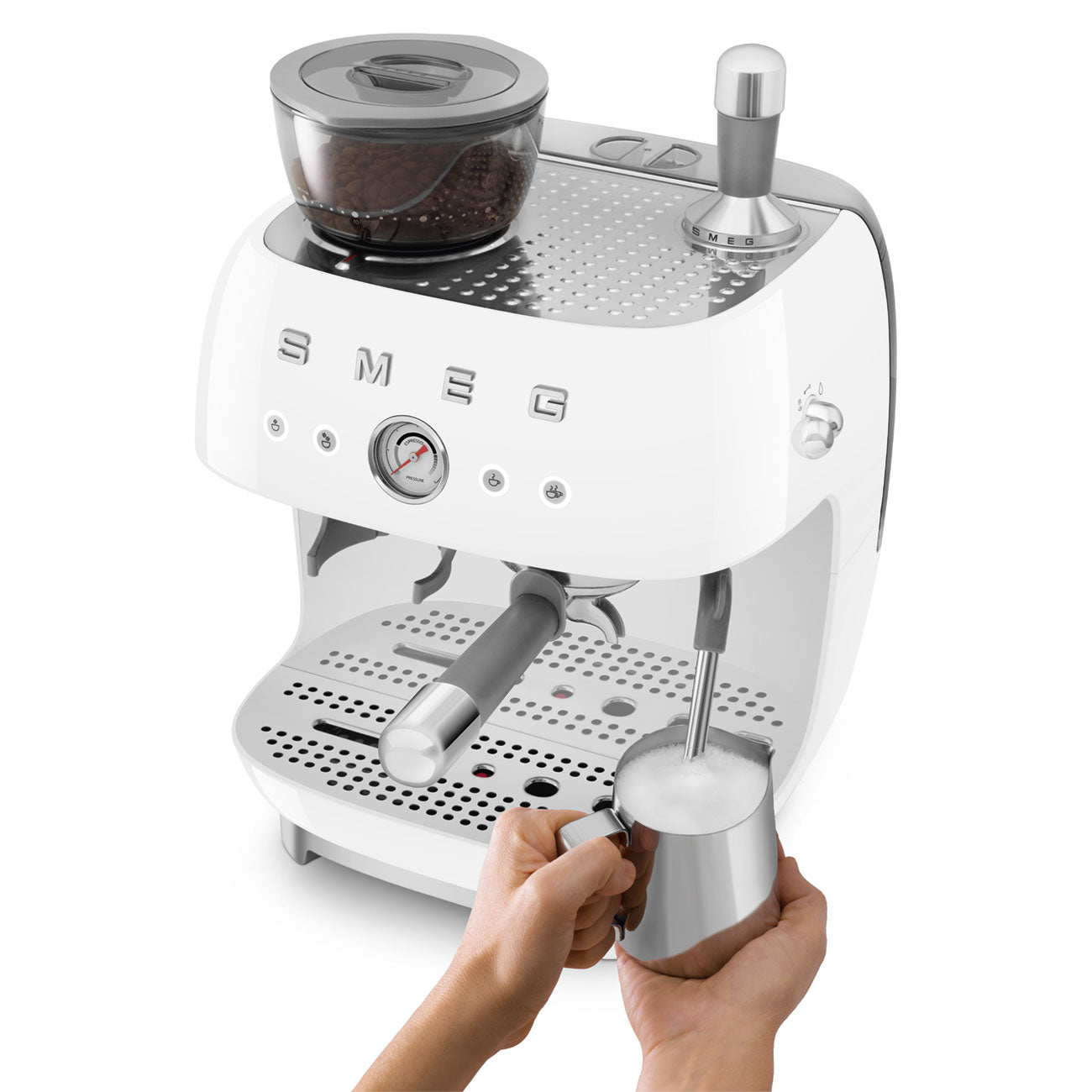Smeg 50s Style White Manual Coffee Machine Grinder EGF03WHEU - Metro Homecentre Menlyn