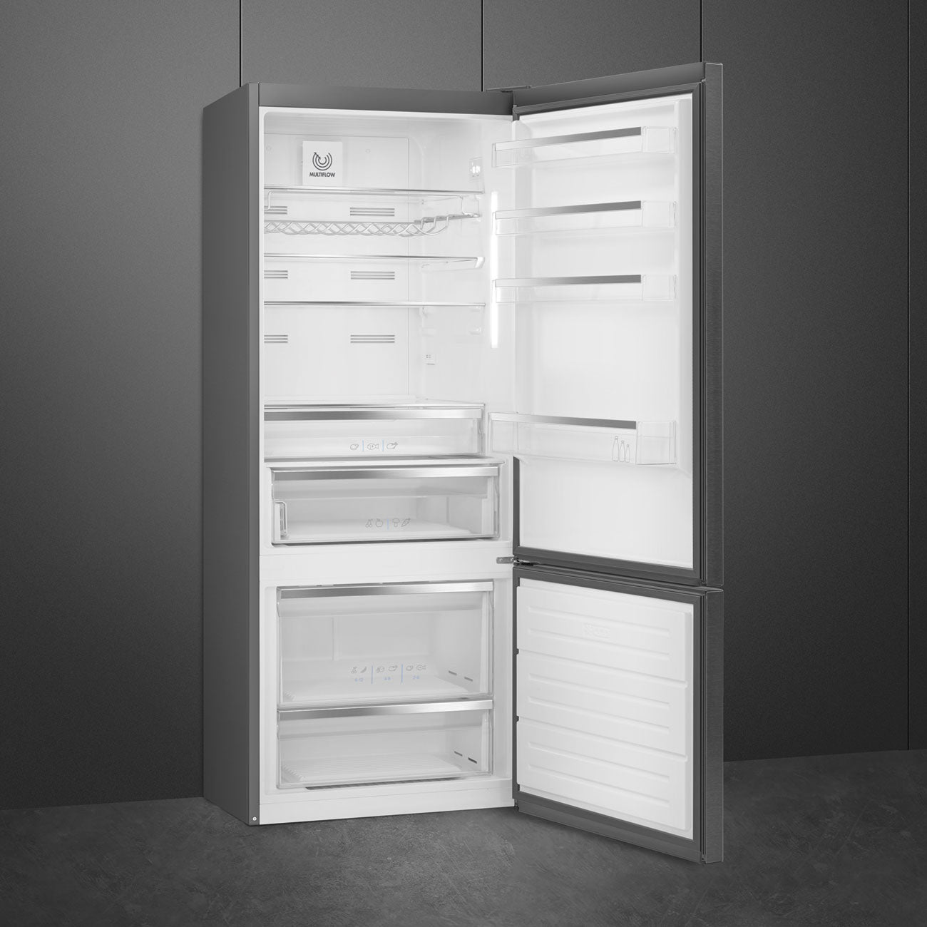 Smeg 70cm 453L Dark Inox Fridge Freezer RC47KNZA - Metro Homecentre Menlyn