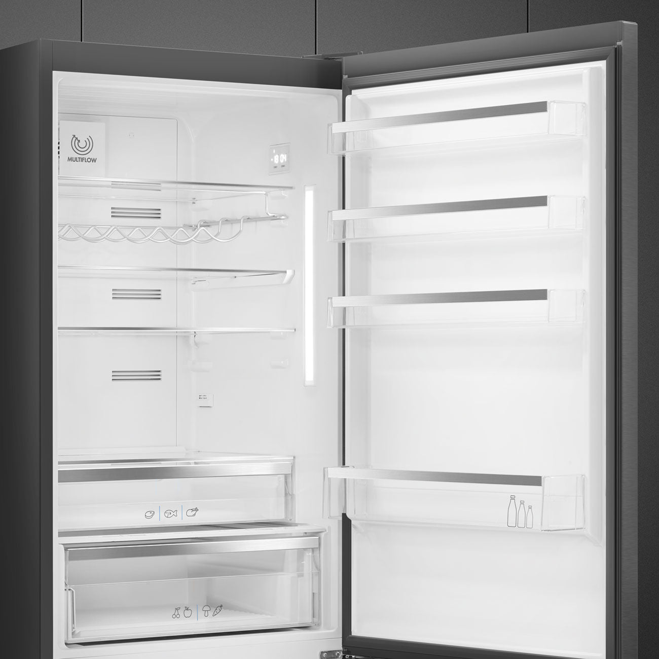 Smeg 70cm 453L Dark Inox Fridge Freezer RC47KNZA - Metro Homecentre Menlyn