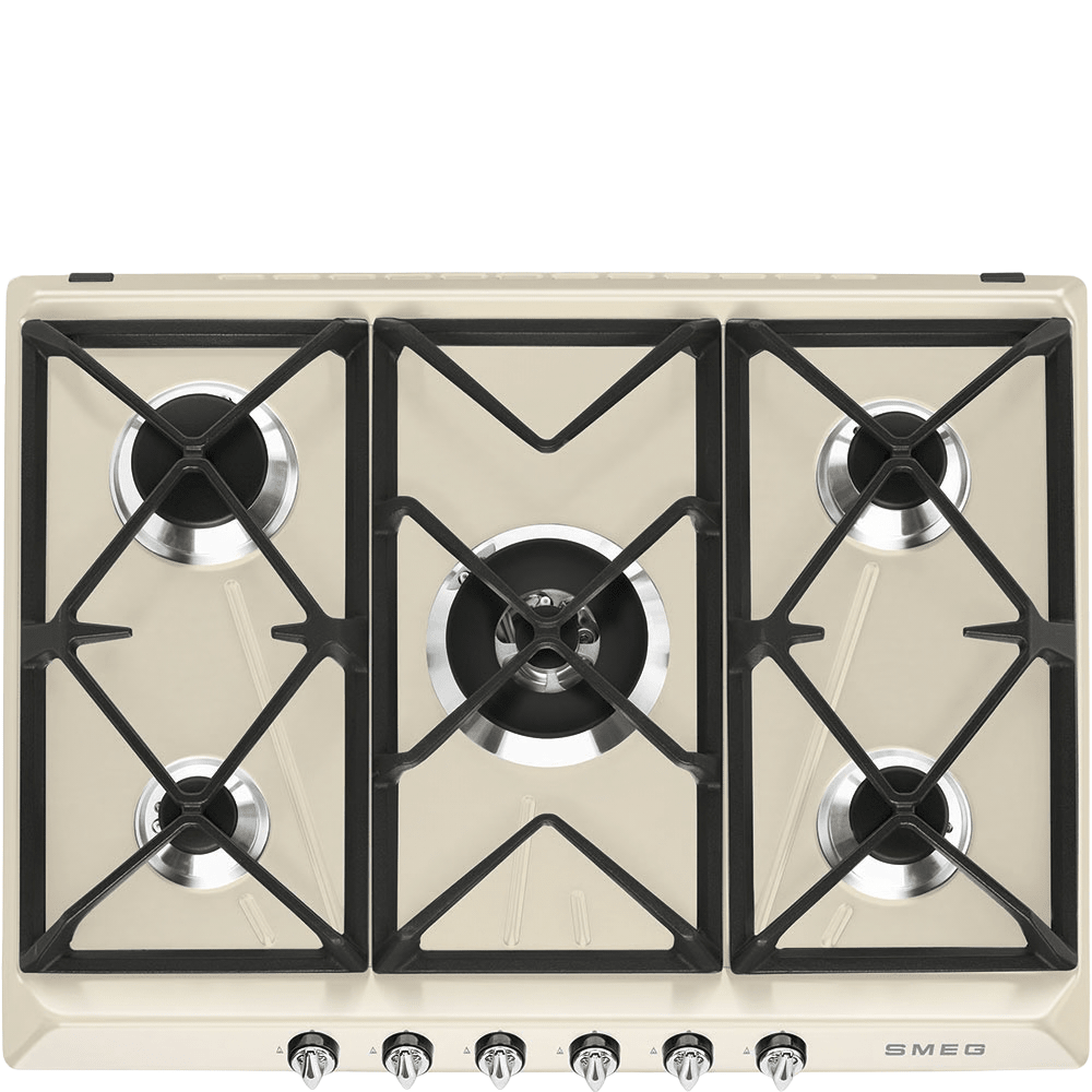 Smeg Cream 70 - 75cm 5 Burner Gas Hob SR975PGH - Metro Homecentre Menlyn