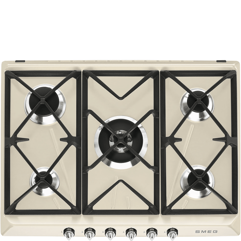 Smeg Cream 70 - 75cm 5 Burner Gas Hob SR975PGH - Metro Homecentre Menlyn