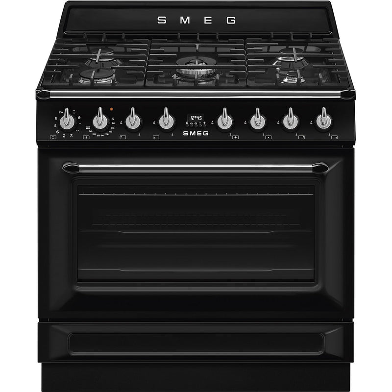 Smeg 90cm Black Victoria Gas Electric Cooker TR90GMBL - Metro Homecentre Menlyn