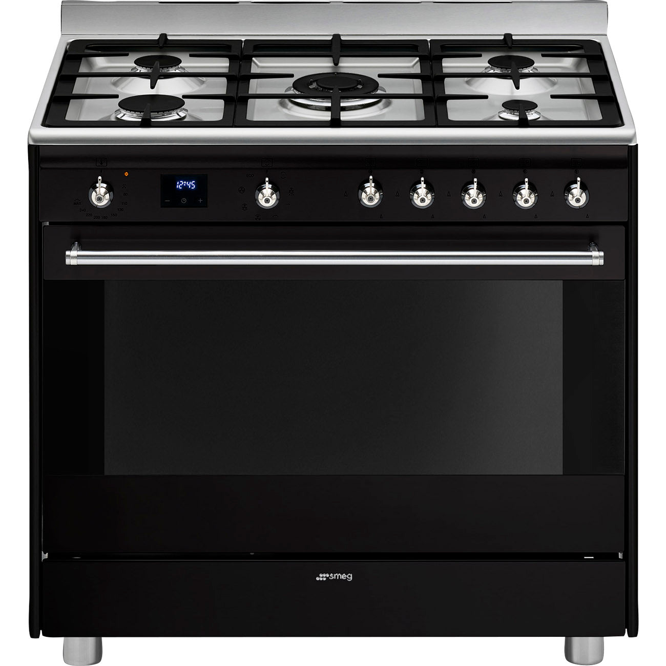 Smeg 90cm Black Gas Electric Stove SSA91MABL2 - Metro Homecentre Menlyn
