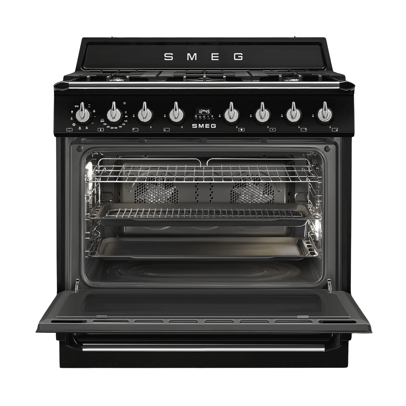 Smeg 90cm Black Gas Electric Cooker TR90GMBL - Metro Homecentre Menlyn