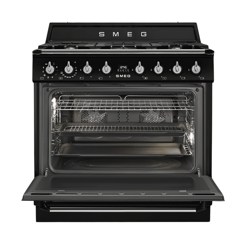 Smeg 90cm Black Gas Electric Cooker TR90GMBL - Metro Homecentre Menlyn