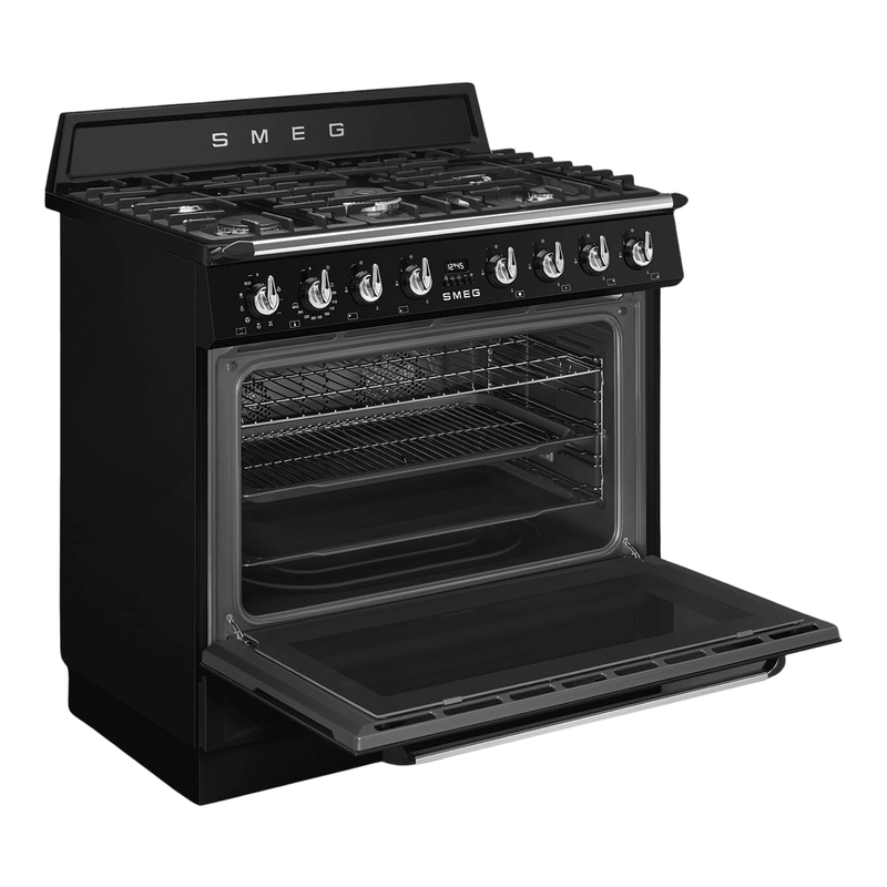 Smeg 90cm Black Gas Electric Cooker TR90GMBL - Metro Homecentre Menlyn