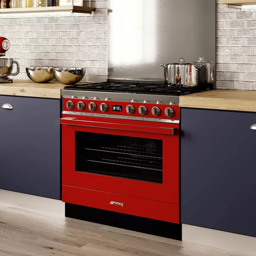 Smeg 90cm Red Gas Electric Stove CPF9GPR - Metro Homecentre Menlyn
