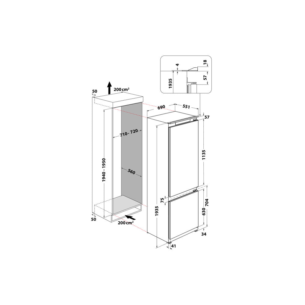 Whirlpool 394l BuiltIn Fridge Freezer WHSP70ZAT121 - Metro Homecentre Menlyn